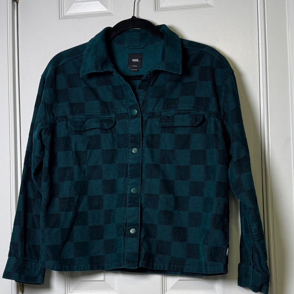 Vans Checkerboard Corduroy Shacket XS | Oversized Button Down Jacket 100% Cotton - Picture 4 of 12